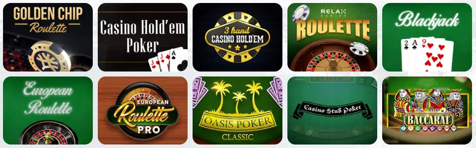 Juegos de mesa en YUKON GOLD CASINO